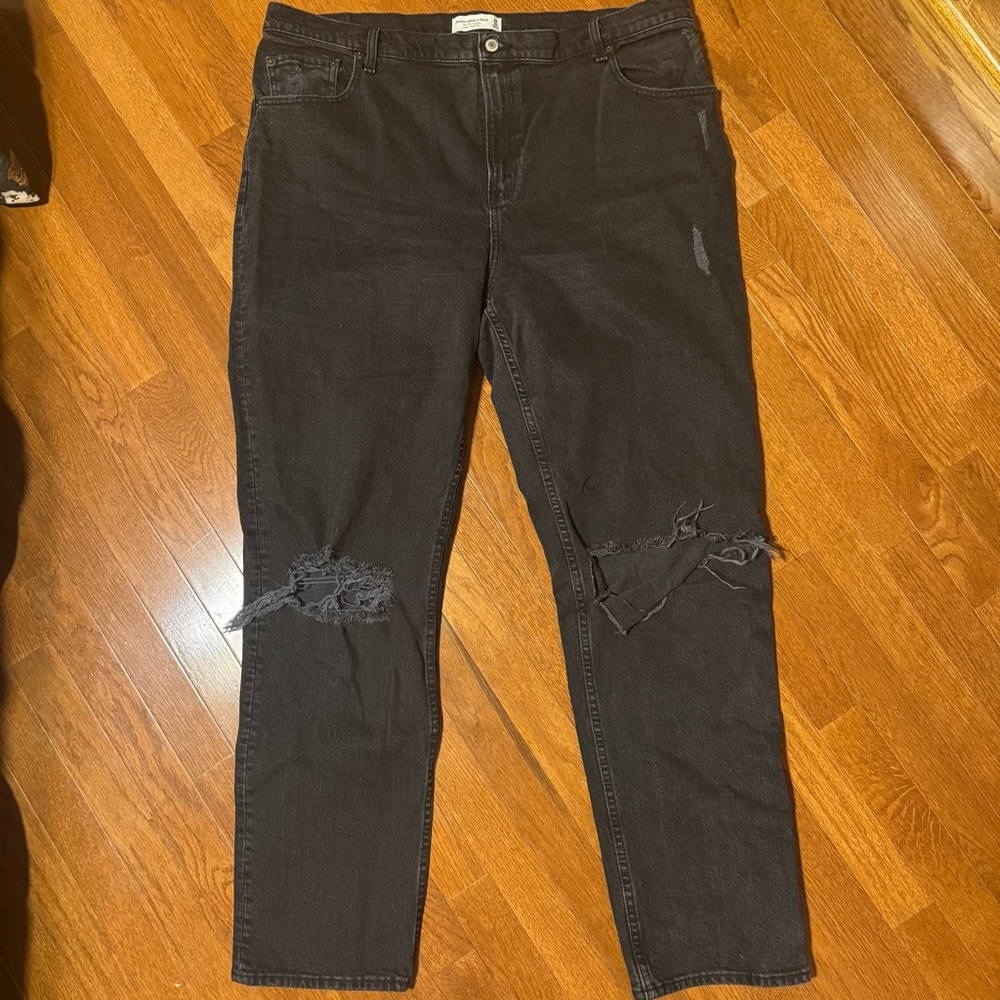 Abercrombie & Fitch Black 90s High Rise Straight Jeans